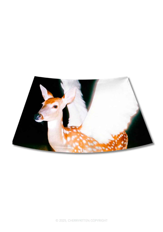 Deer Wings Y2K Print Mini Skirt Cherrykitten