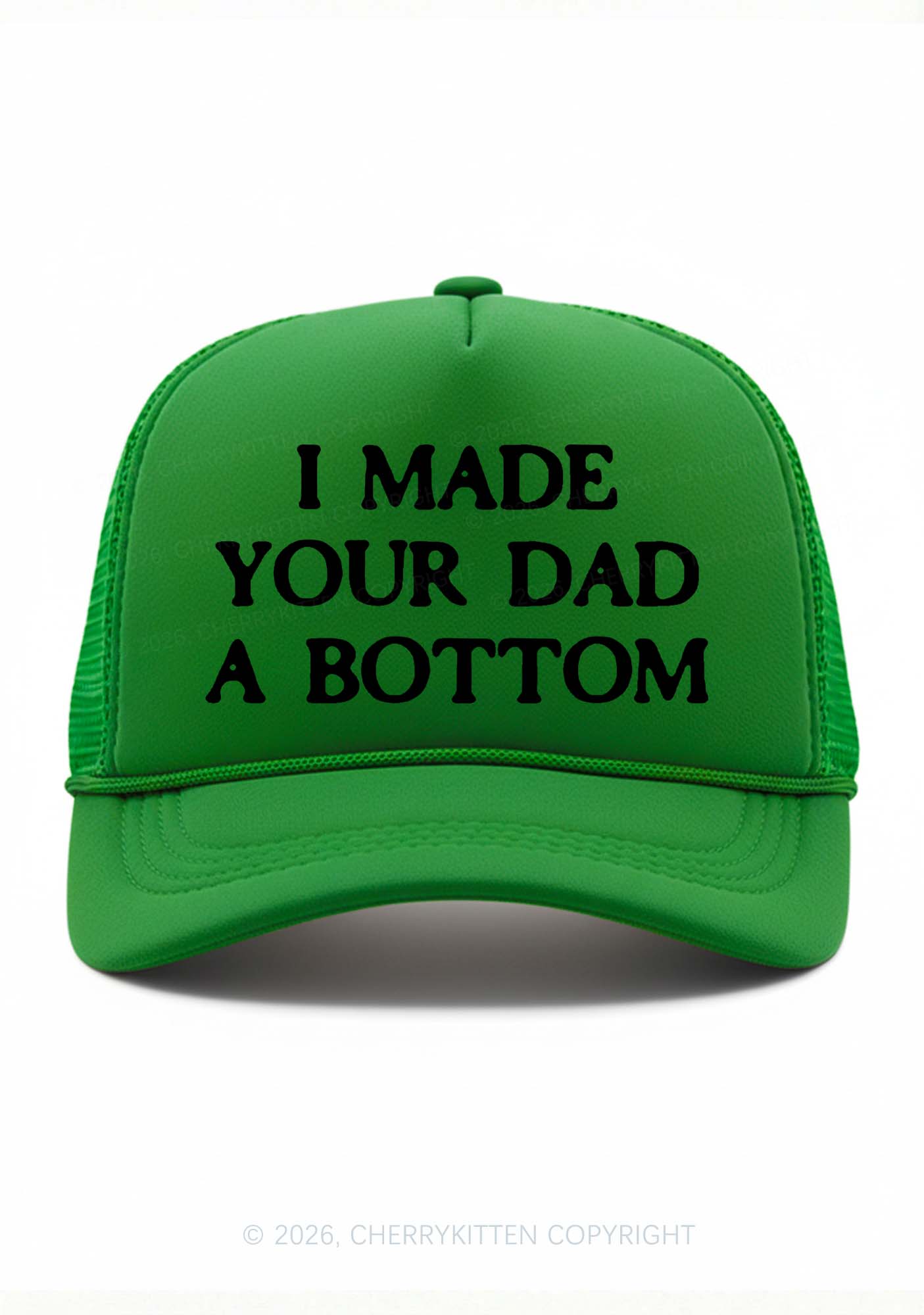 Made Your Dad A Bottom Pride Y2K Trucker Hat Cherrykitten