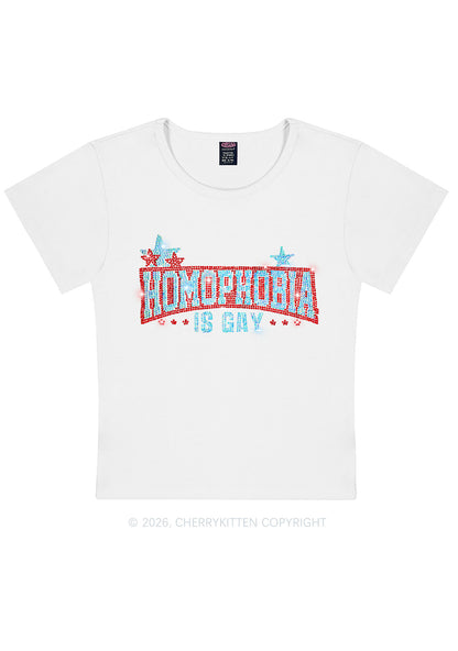 Rhinestone Homophobia Is Gay Pride Y2K Baby Tee Cherrykitten