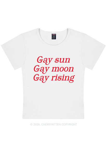 Gay Sun Moon Rising Pride Y2K Baby Tee Cherrykitten