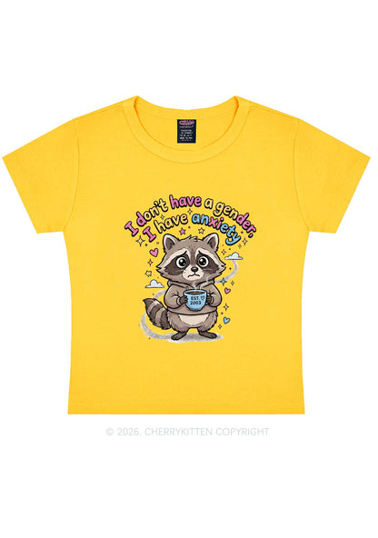Raccoon I dont Have A Gender Pride Y2K Baby Tee Cherrykitten