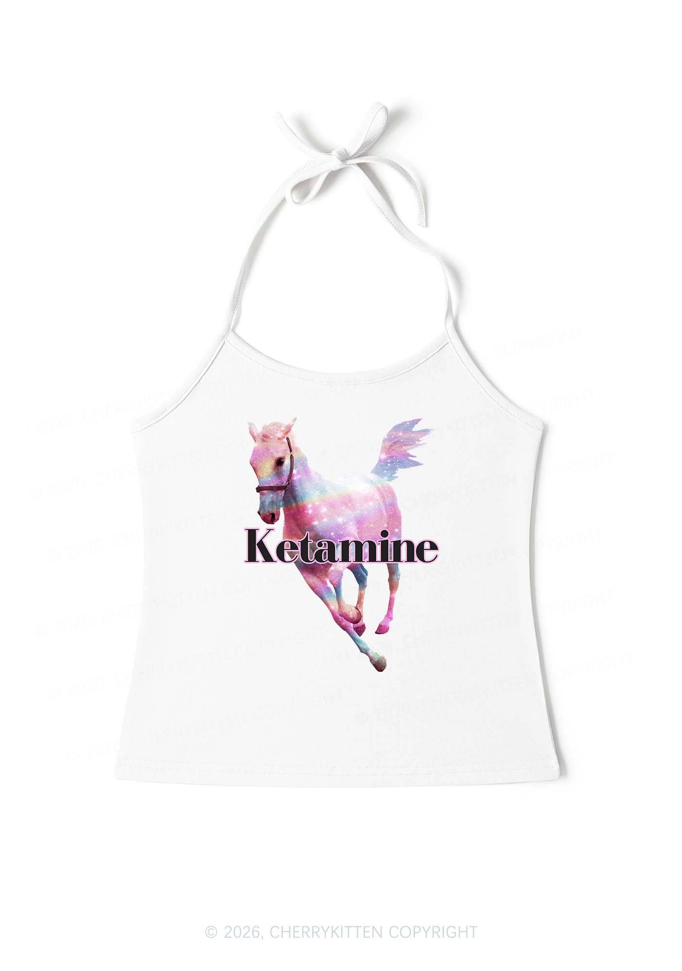 Pink Horse Y2K Halter Neck Cami Cherrykitten