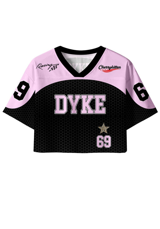 Pink Dyke Pride Y2K Crop Sport Jersey Shirts Cherrykitten