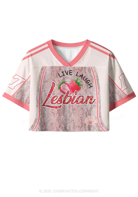 Live Laugh Lesbian Pride Y2K Crop Sport Jersey Shirts Cherrykitten