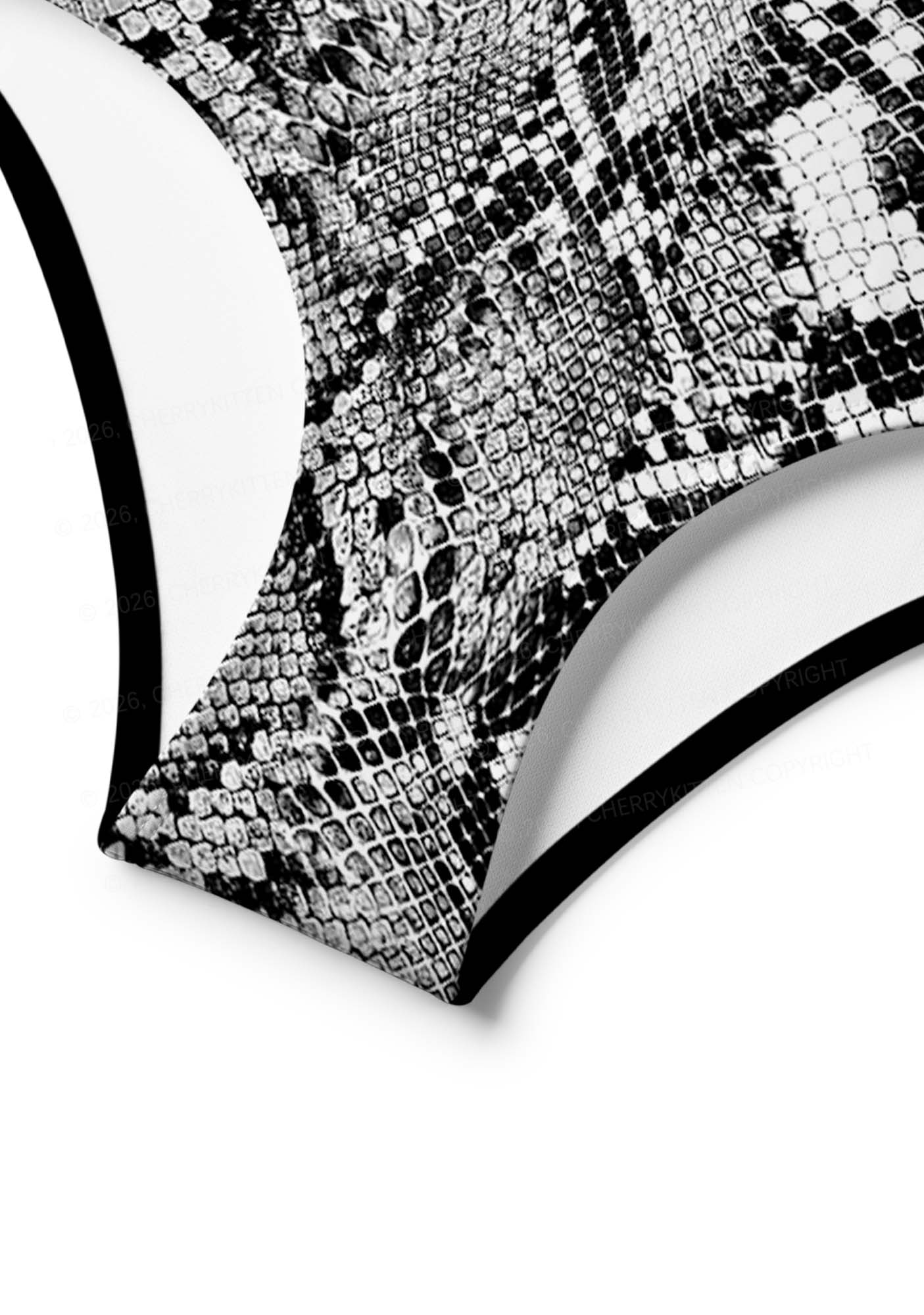 Black Snake Skin Pattern Y2K Print Bikini Set Cherrykitten