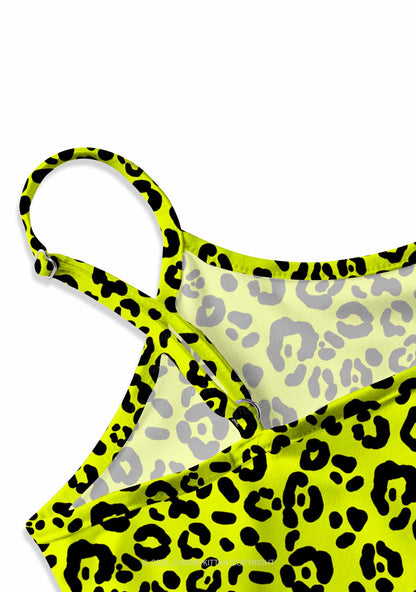 Neon Leopard Y2K Print Cami Crop Top Cherrykitten