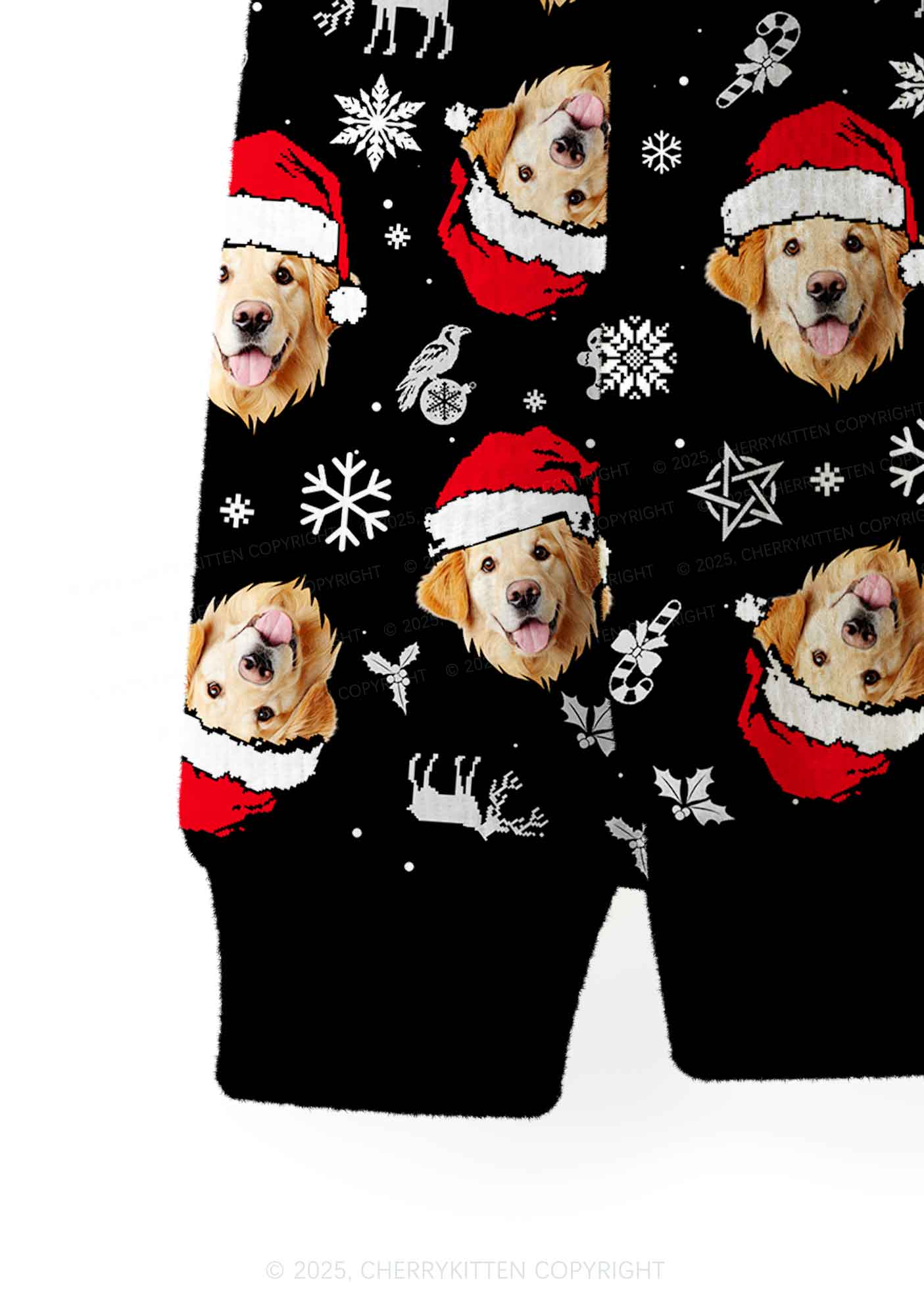 Custom Dog Face Y2K Christmas Cardigan Knit Sweatshirt Cherrykitten