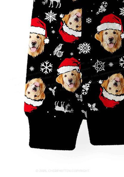 Custom Dog Face Y2K Christmas Cardigan Knit Sweatshirt Cherrykitten