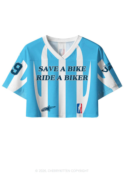 Save A Bike Ride A Biker Y2K Crop Sport Jersey Shirts Cherrykitten