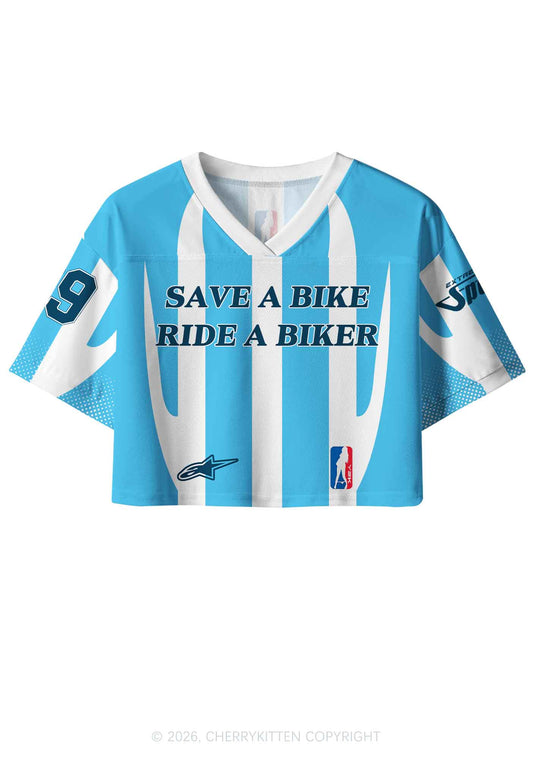 Save A Bike Ride A Biker Y2K Crop Sport Jersey Shirts Cherrykitten