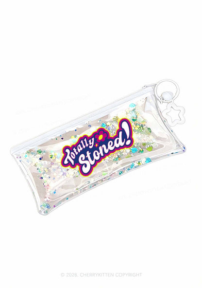 Totally Stoned Y2K Quicksand Transparent Pencil Pouch Cherrykitten