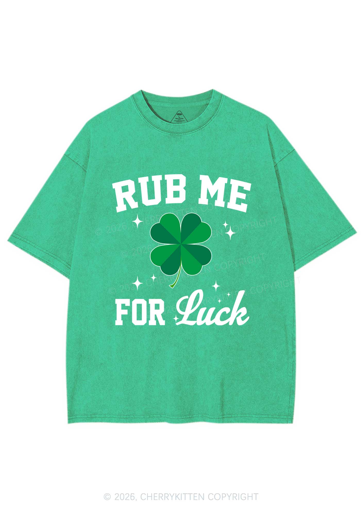 Rub Me For Luck St Patricks Y2K Shirts Washed Tee Cherrykitten
