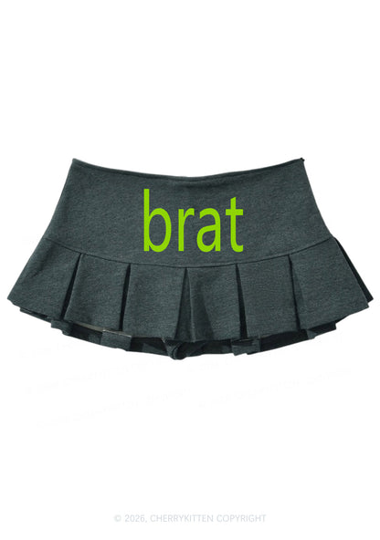 Green Brat Y2K Mini Pleated Skirts Cherrykitten