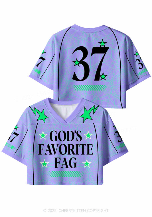 Custom Purple Gods Favorite Fag Pride Y2K Crop Sport Jersey Shirts Cherrykitten