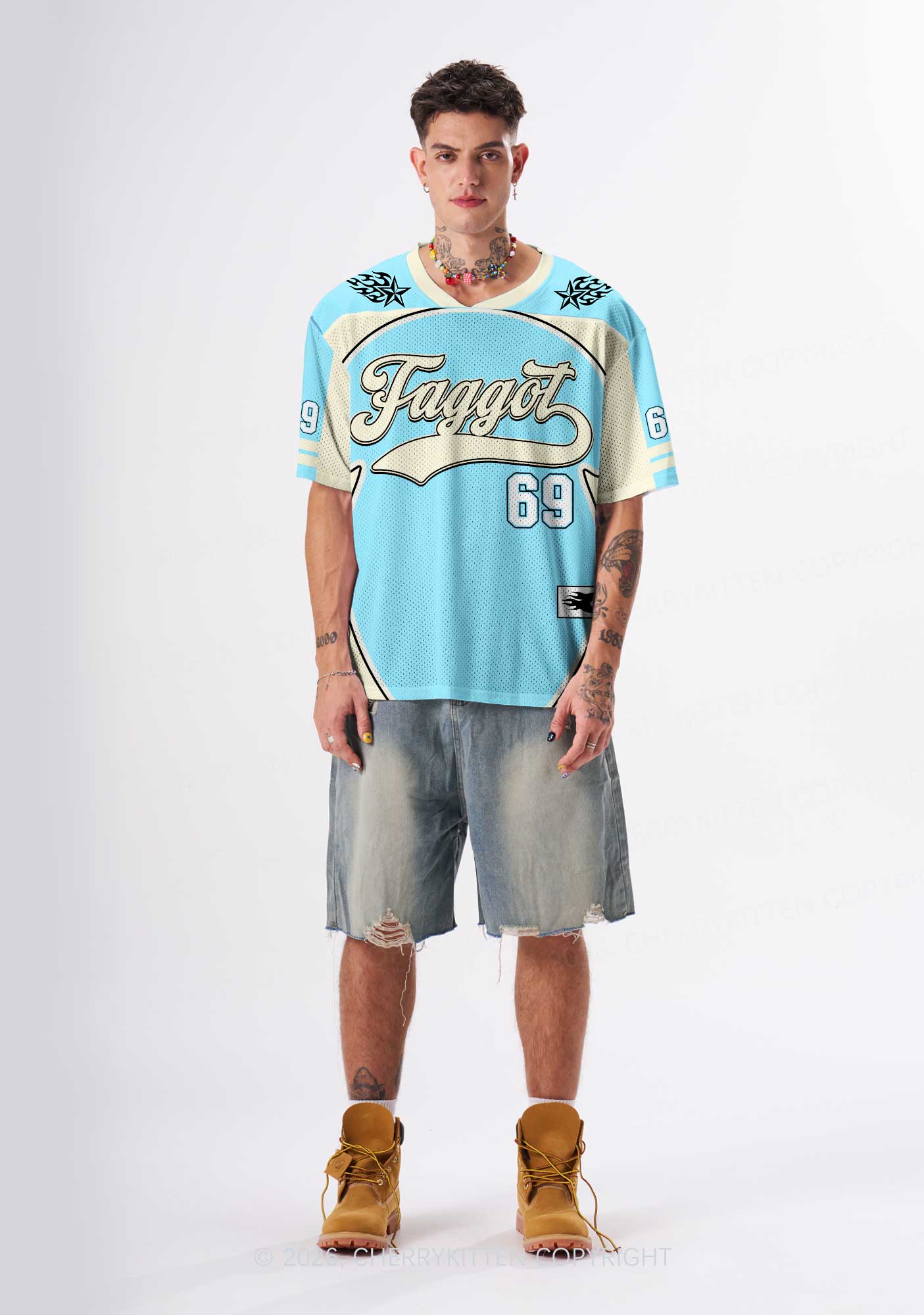 Light Blue Faggot Pride Y2K Sport Jersey Shirts Cherrykitten