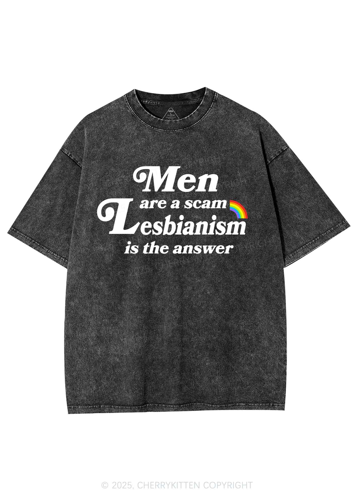 Men Lesbianism Y2K Shirts Washed Tee Cherrykitten