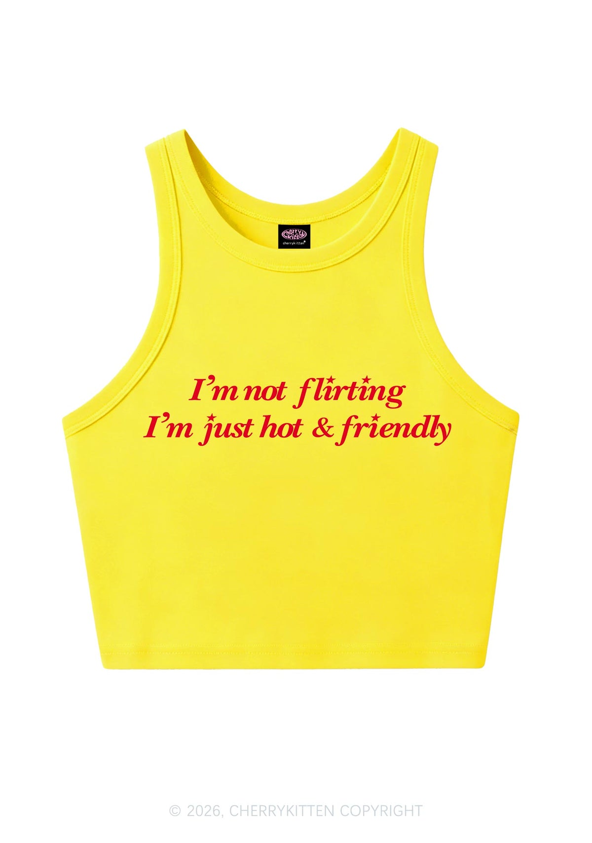 Just Hot And Friendly Y2K Crop Tank Top Cherrykitten
