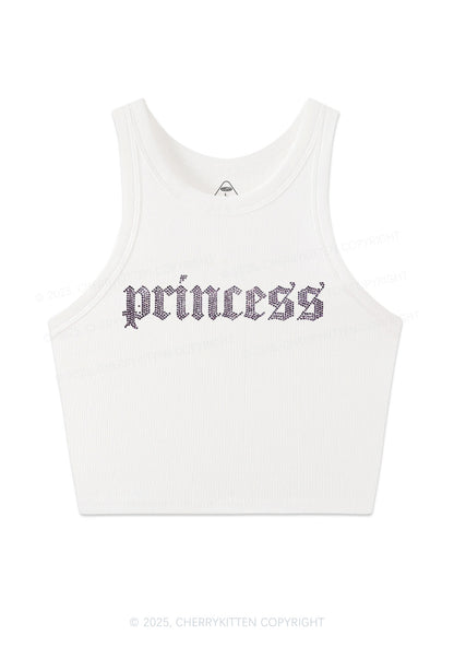 Rhinestone Princess Y2K Crop Tank Top Cherrykitten