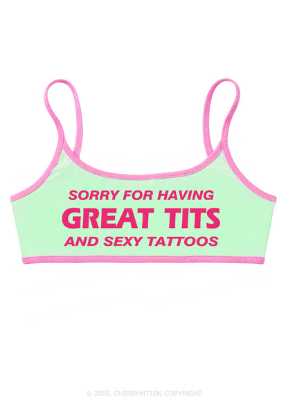 Sorry For Great Txts And Sexy Tattoos Y2K Super Crop Cami Cherrykitten