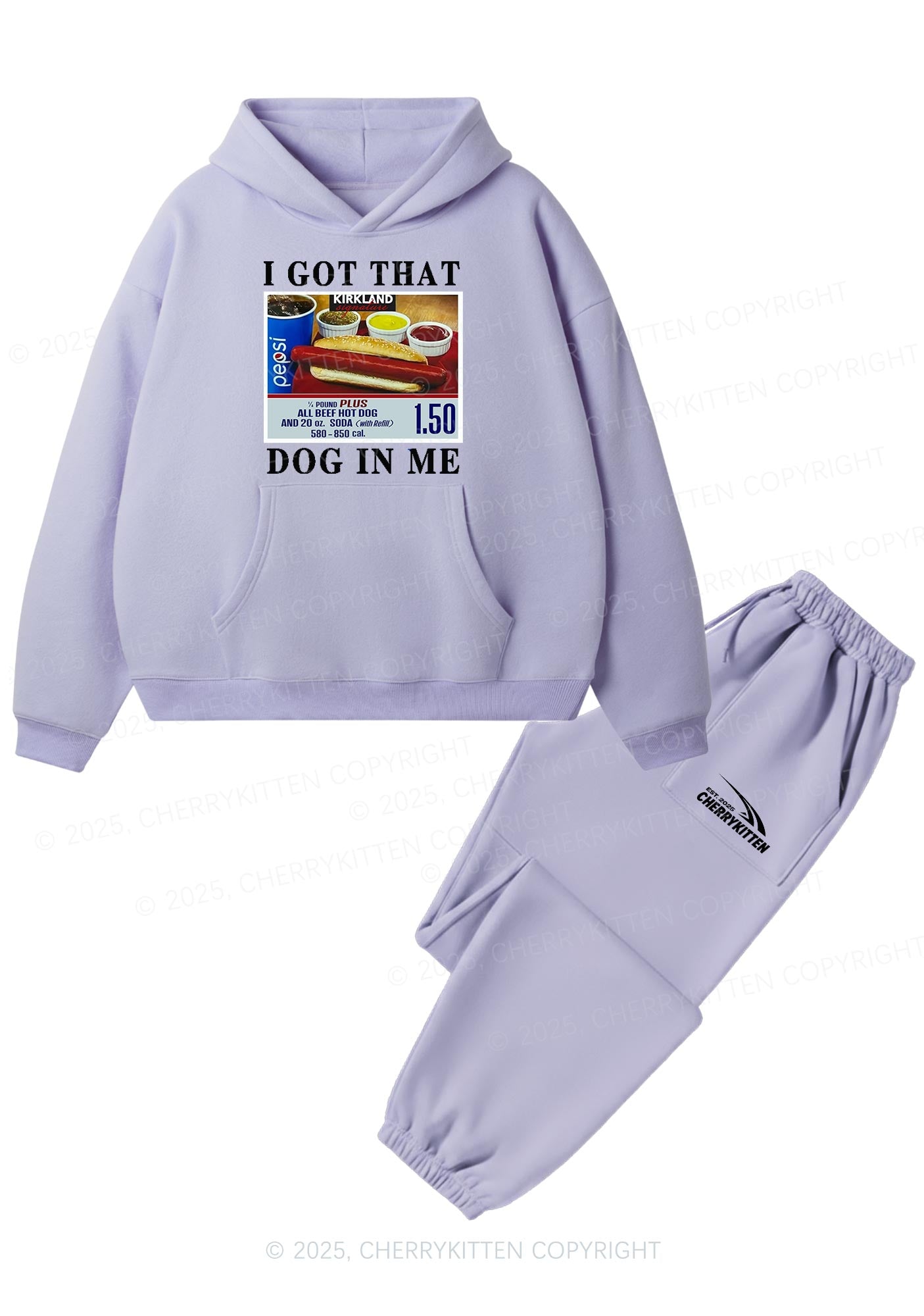 I Got That Hot Dog In Me Y2K Fleece Hoodie Set Cherrykitten