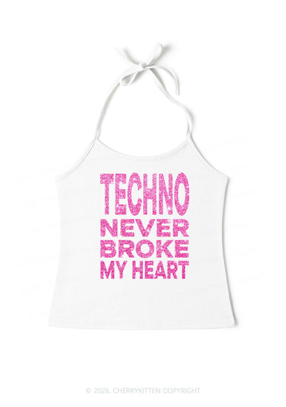 Glitter Techno Heart Y2K Halter Neck Cami Cherrykitten