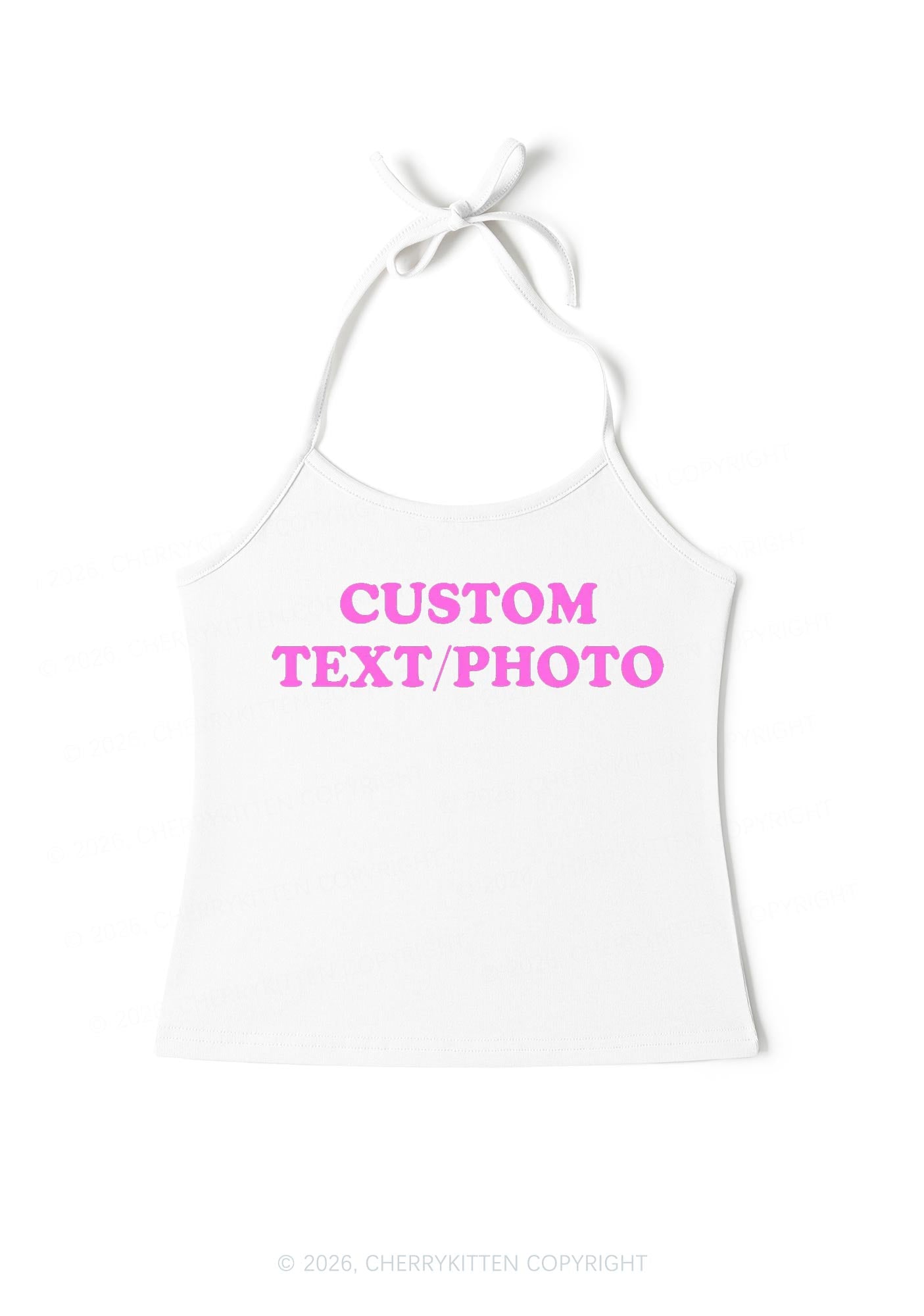 Custom Personalized Text Y2K Halter Neck Cami Cherrykitten