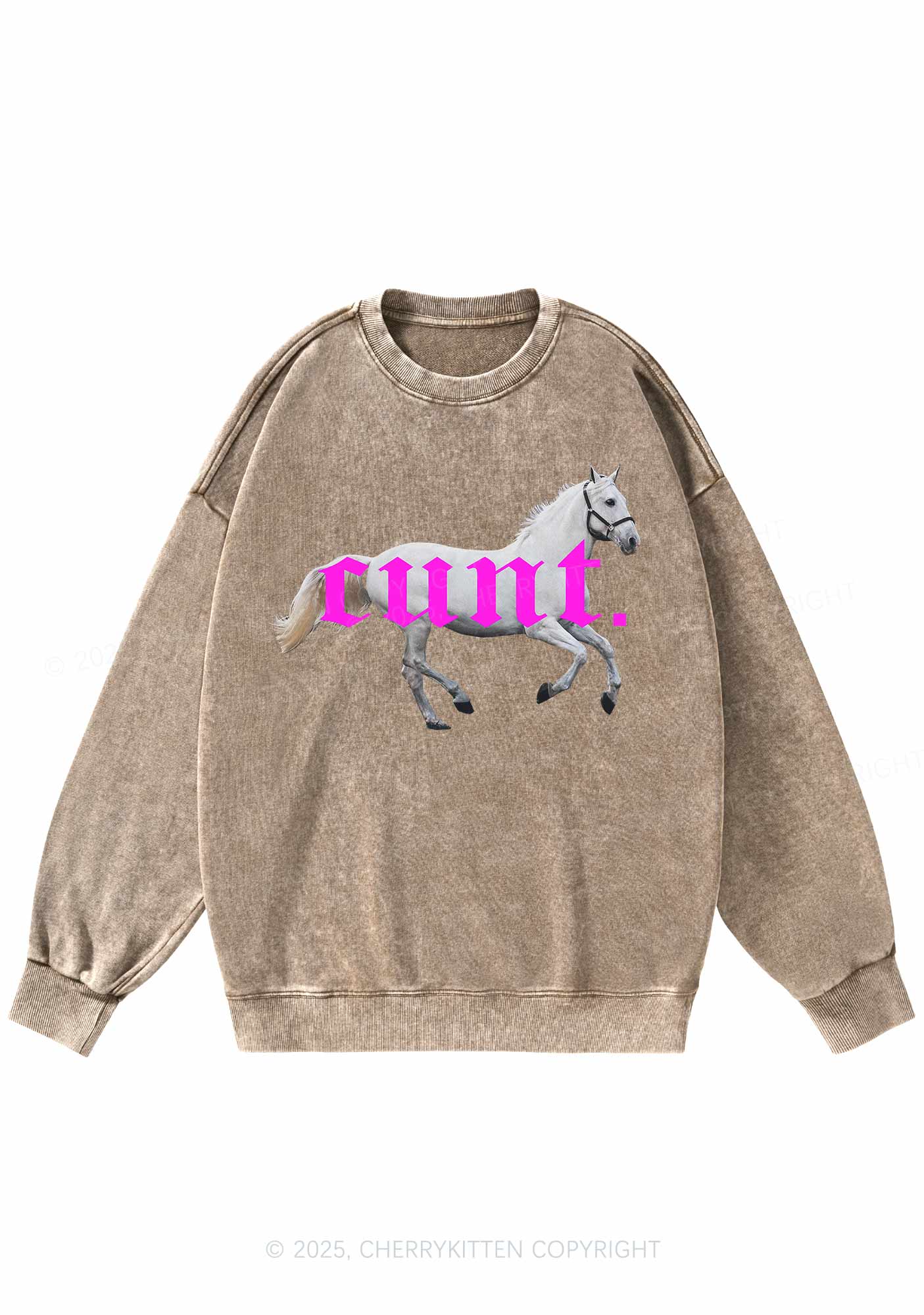 Cxxt Horse Y2K Washed Sweatshirts Cherrykitten