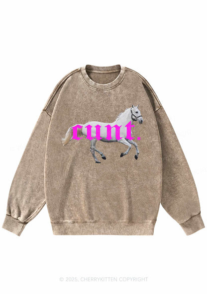 Cxxt Horse Y2K Washed Sweatshirts Cherrykitten