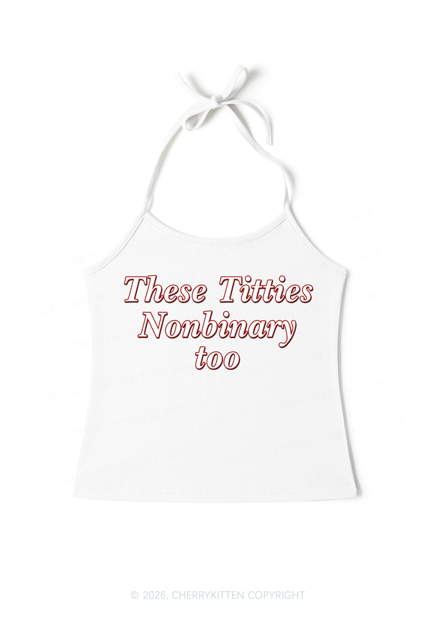 Txtties Nonbinary Too Pride Y2K Halter Neck Cami Cherrykitten