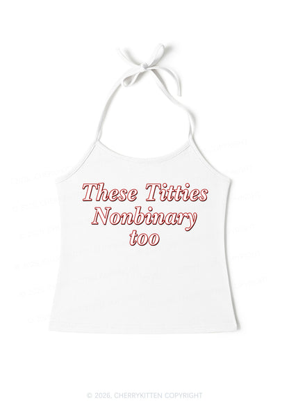 Txtties Nonbinary Too Pride Y2K Halter Neck Cami Cherrykitten