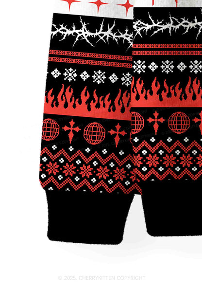 From Hell With Love Y2K Christmas Cardigan Knit Sweatshirt Cherrykitten