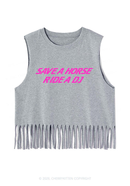 Save Horse Ride DJ Y2K Fringe Tank Top Cherrykitten