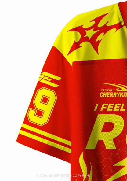 I Feel The Rush Y2K Crop Sport Jersey Shirts Cherrykitten