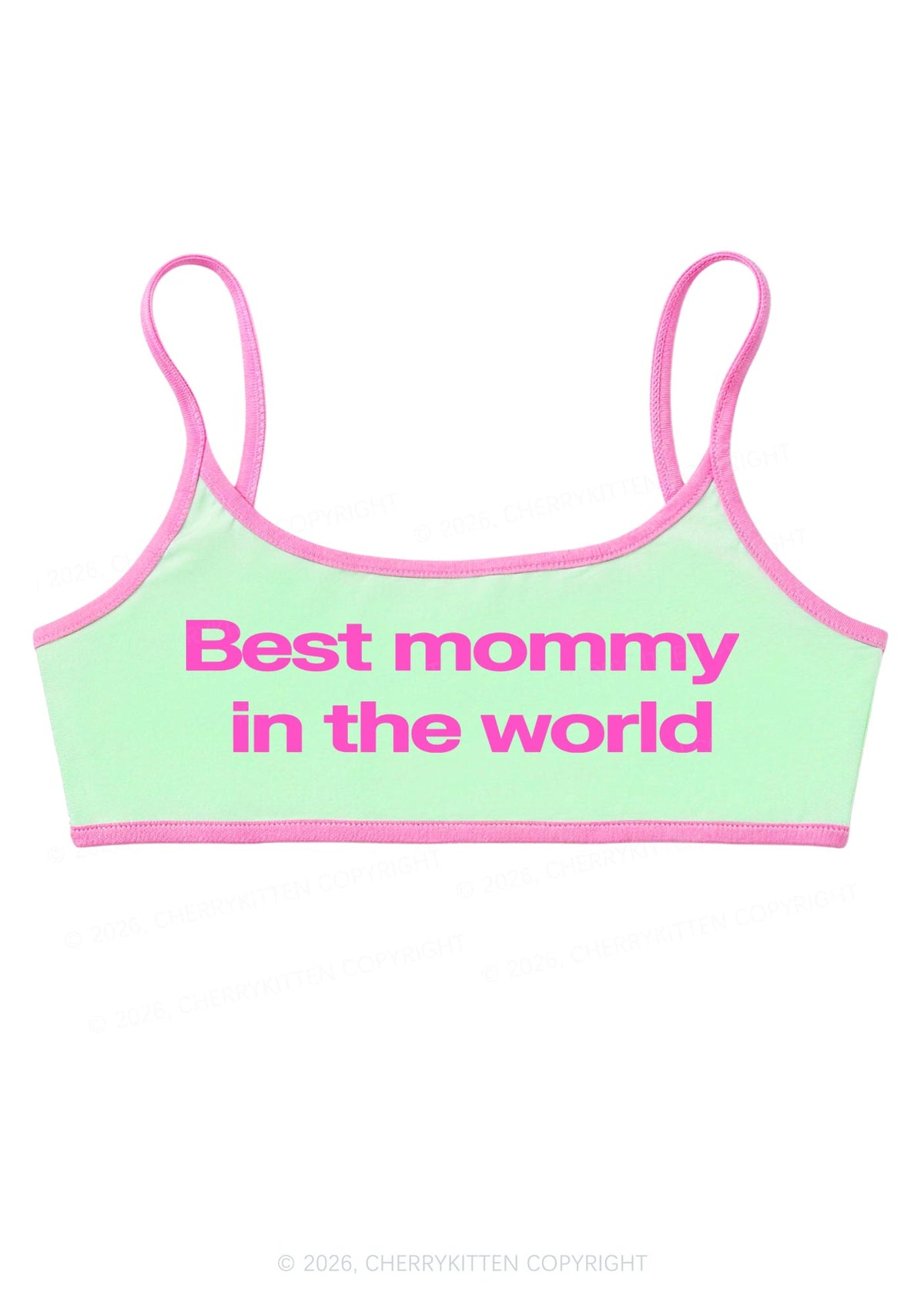 Best Mommy In The World Y2K Super Crop Cami Cherrykitten
