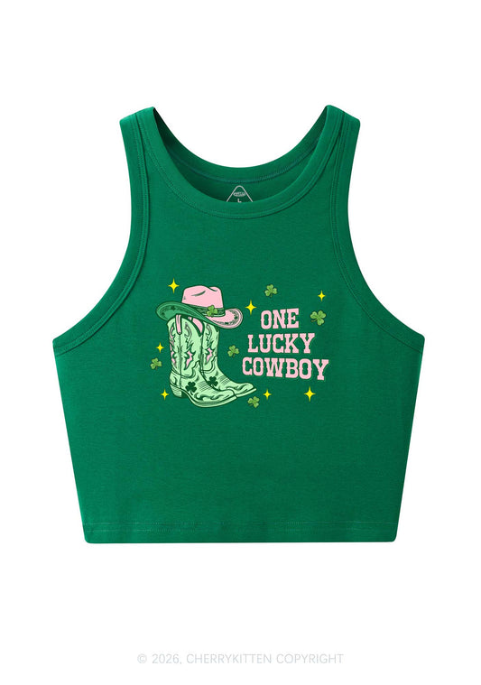 One Lucky Cowboy Boots St Patricks Y2K Crop Tank Top Cherrykitten
