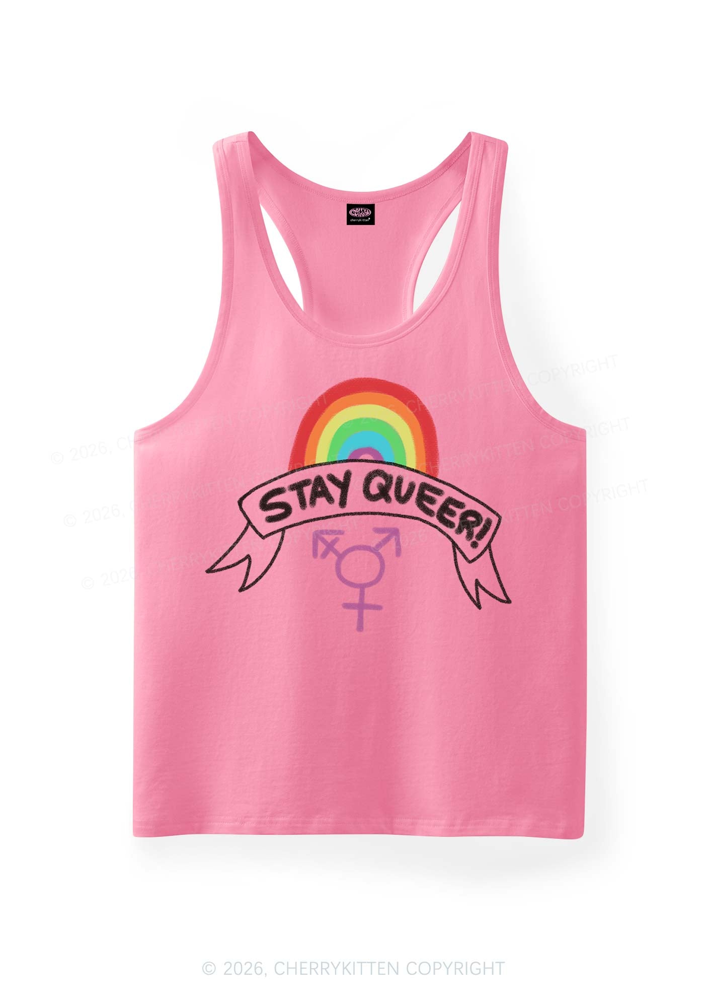 Stay Queer Pride Y2K Men Racerback Tank Top Cherrykitten