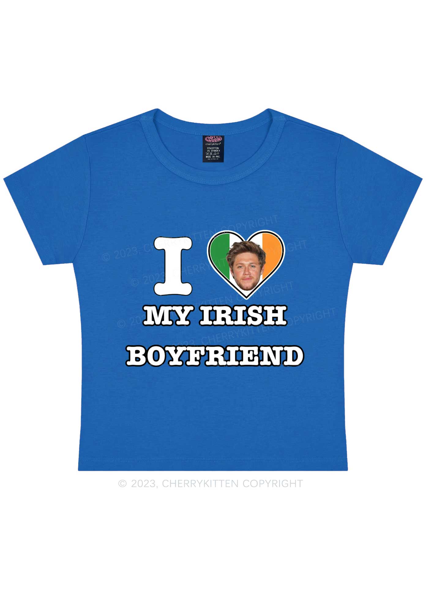 Custom Irish Boyfriend Photo St Patricks Y2K Baby Tee Cherrykitten