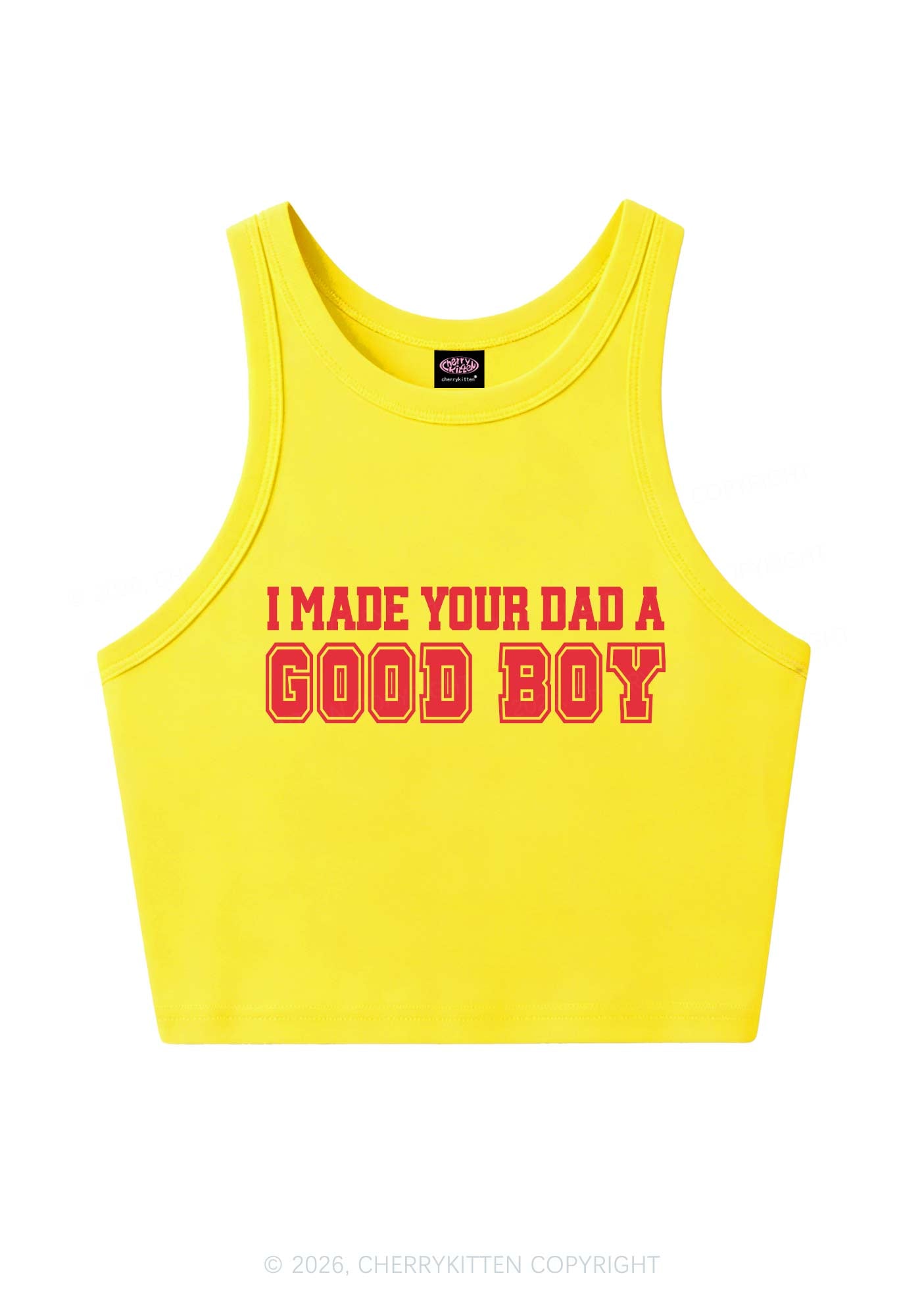 Made Your Dad A Good Boy Y2K Crop Tank Top Cherrykitten