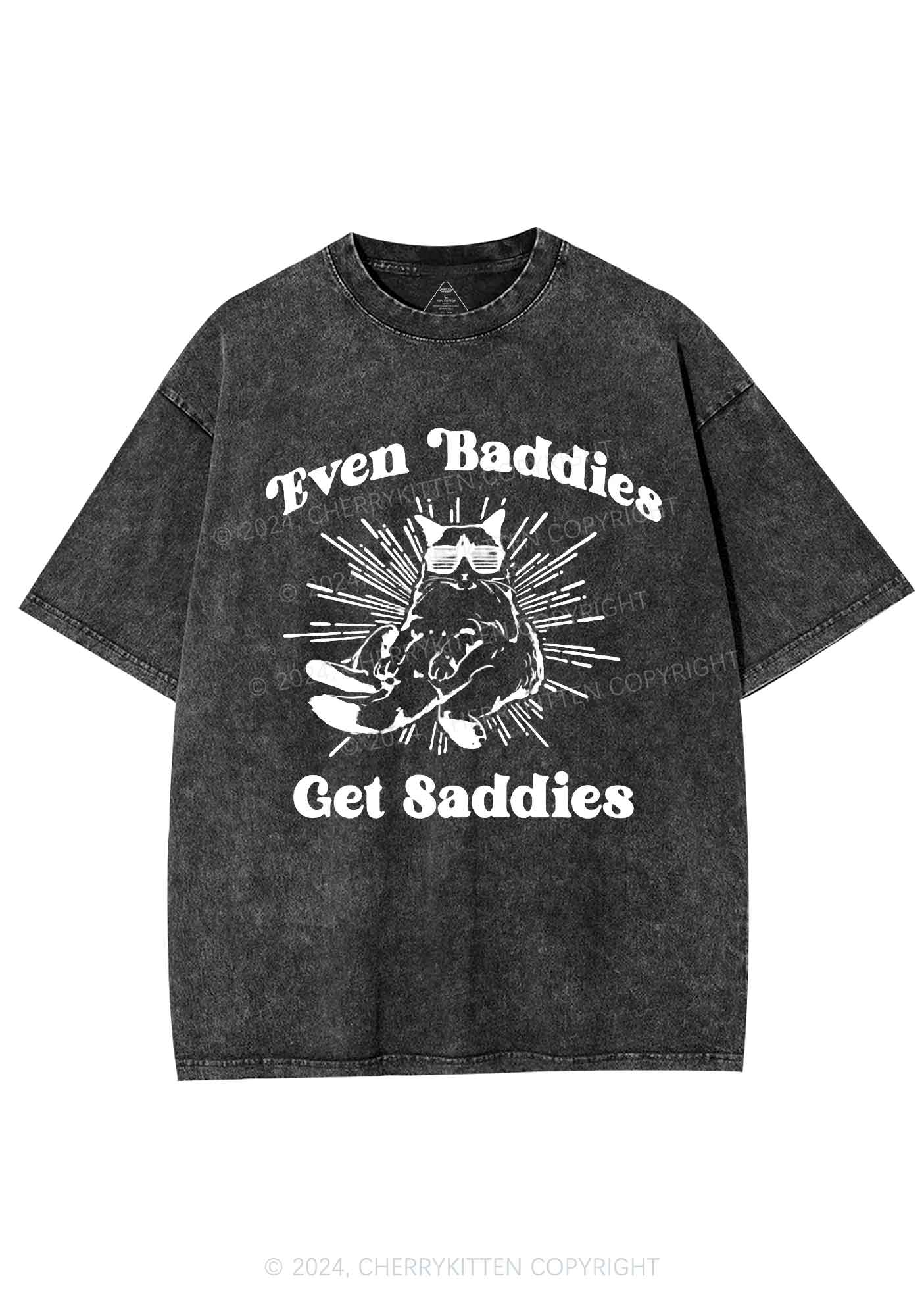 Baddies Cat Y2K Washed Tee Cherrykitten