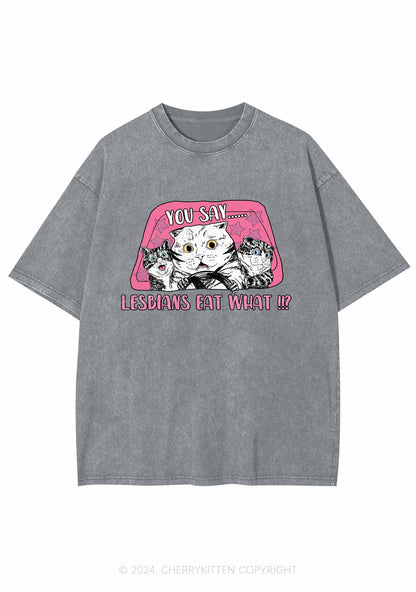 You Say Lesbians Eat What Y2K Washed Tee Cherrykitten