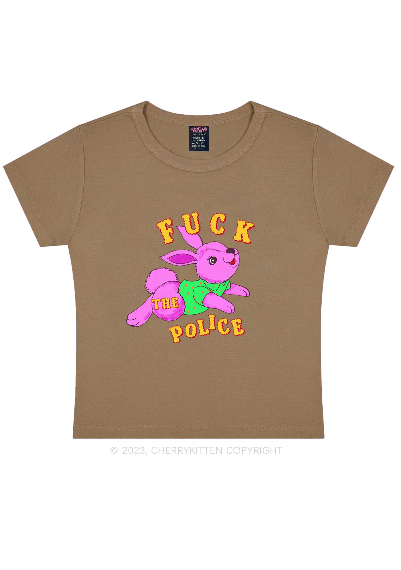 Fxxk The Police Bunny Y2K Baby Tee Cherrykitten