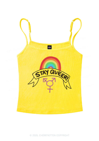 Stay Queer Pride Y2K Spaghetti Strap Cami Cherrykitten