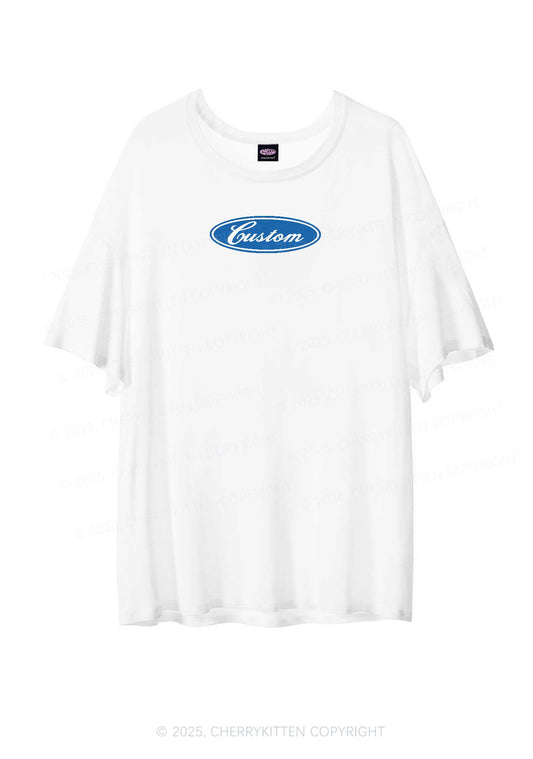 Oval Custom Text Y2K Sheer Boyfriend Tee Cherrykitten
