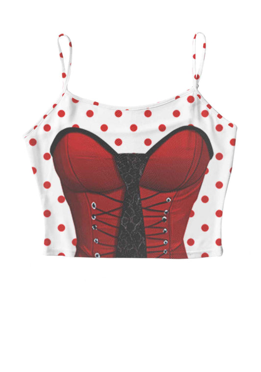 Dots Red Corset Y2K Mesh Cami Tank Cherrykitten