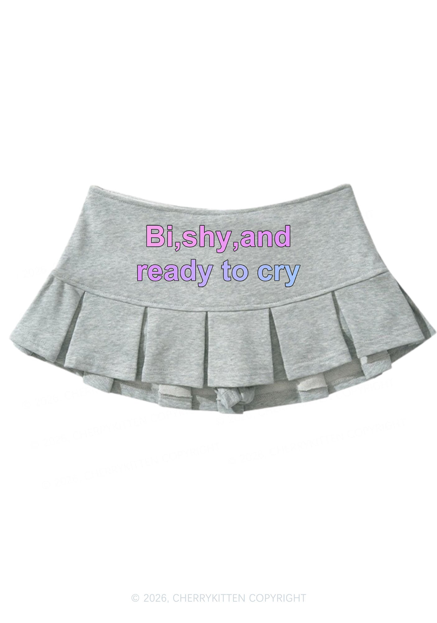 Bi Shy And Ready To Cry Pride Y2K Mini Pleated Skirts Cherrykitten