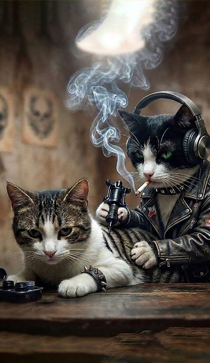 Smoking Cats Tattoo Scene Y2K Phone Case Cherrykitten