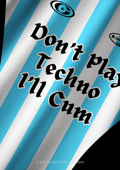 Skyblue Dont Play Techno Y2K Football Jersey Shirts Cherrykitten