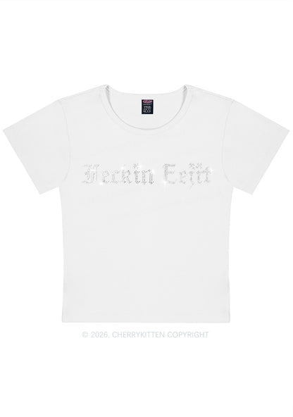 Rhinestone Feckin Eejit St Patricks Y2K Baby Tee Cherrykitten