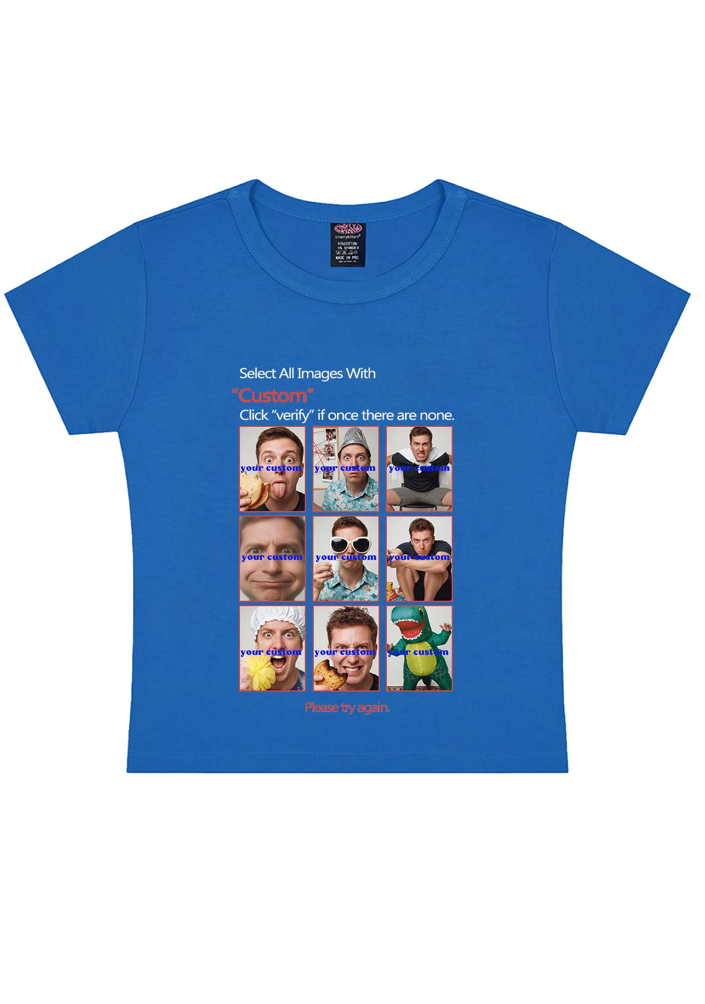 Custom Photo Verification Code Y2K Baby Tee Cherrykitten