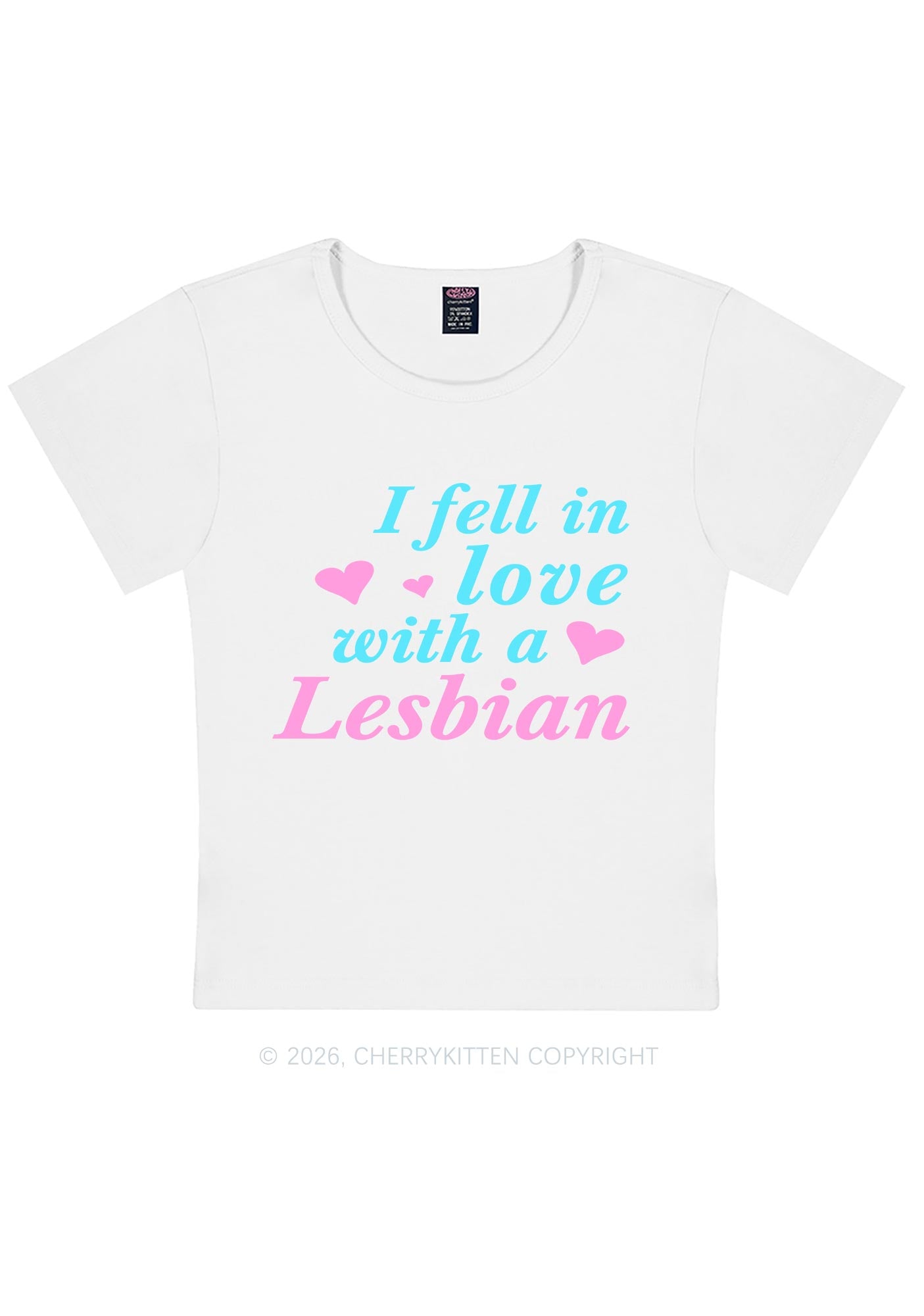 I Fell In Love With Lesbian Pride Y2K Baby Tee Cherrykitten